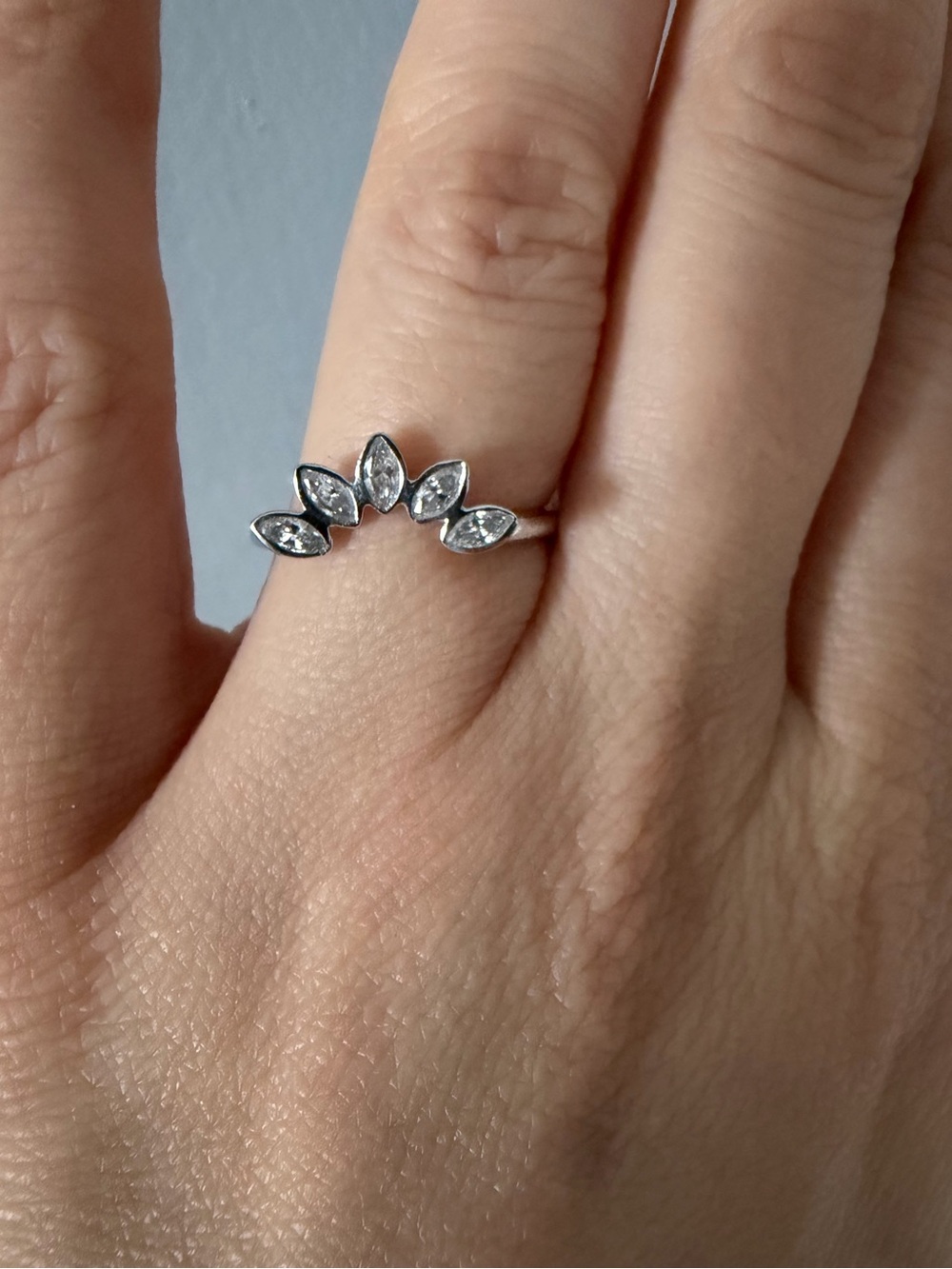 10K White Gold Lab Diamond Marquise Curved Ring | 0.5 TCW | Size 6